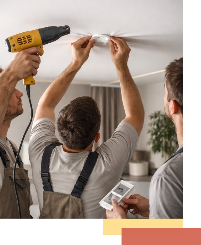 Ремонт прокола полотна натяжного потолка в Снежинске