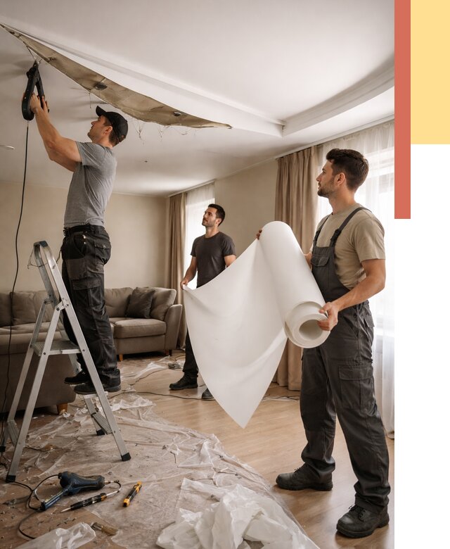 Замена полотна натяжного потолка в Снежинске от 9872 руб. быстро и недорого | ОТДЕЛОЧНИК-Снж