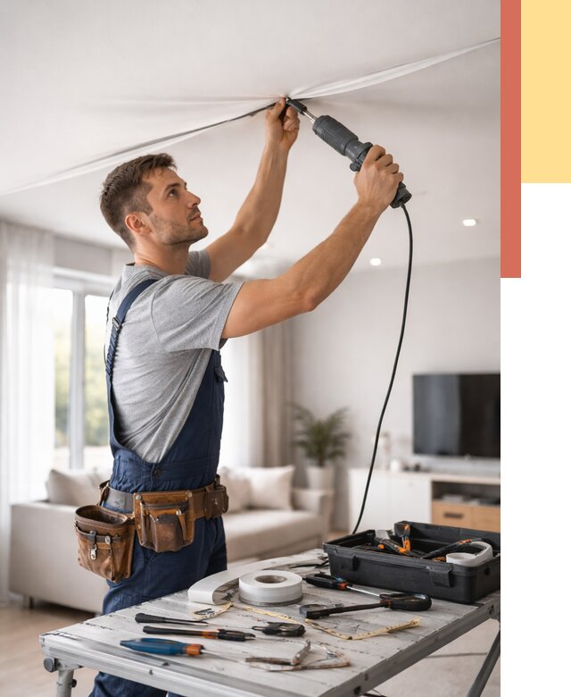 Ремонт натяжных потолков в Снежинске от 9872 руб. под ключ — ОТДЕЛОЧНИК-Снж