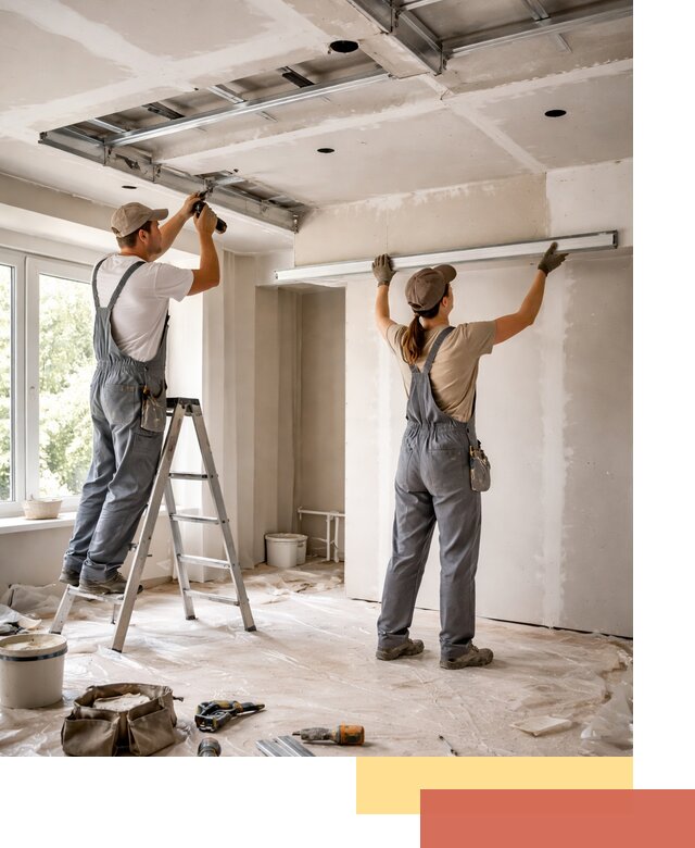 Монтаж многоуровневого потолка из гипсокартона в Снежинске