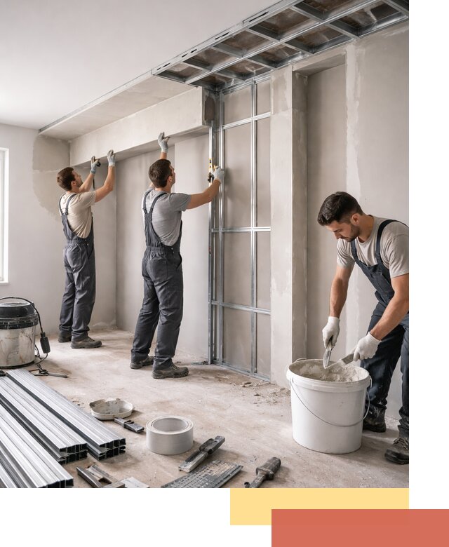 Монтаж потолка из гипсокартона с нишей в Снежинске