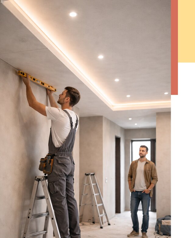 Потолок из гипсокартона с подсветкой в Снежинске от 779 руб./м2 под ключ | ОТДЕЛОЧНИК-Снж