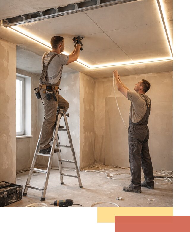 Потолок из гипсокартона с подсветкой в Снежинске