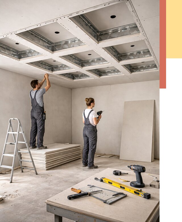 Кессонный потолок из гипсокартона в Снежинске от 1923 руб. — монтаж и под ключ | ОТДЕЛОЧНИК-Снж