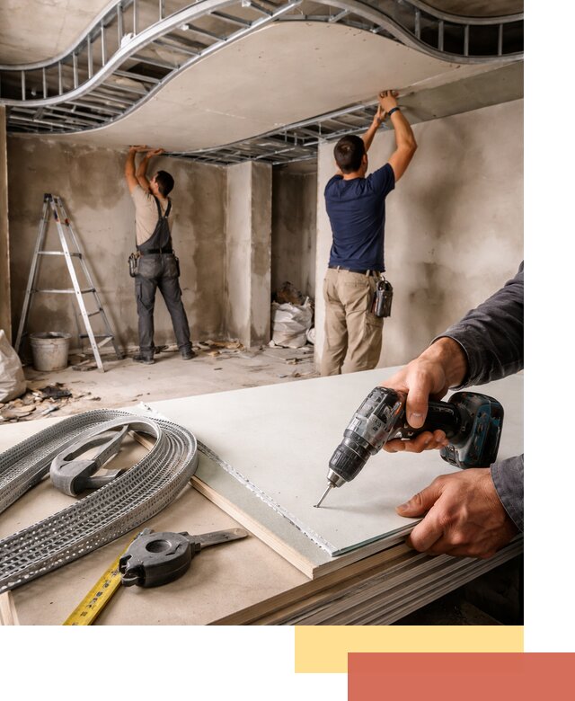 Криволинейный потолок из гипсокартона в Снежинске — монтаж и отделка