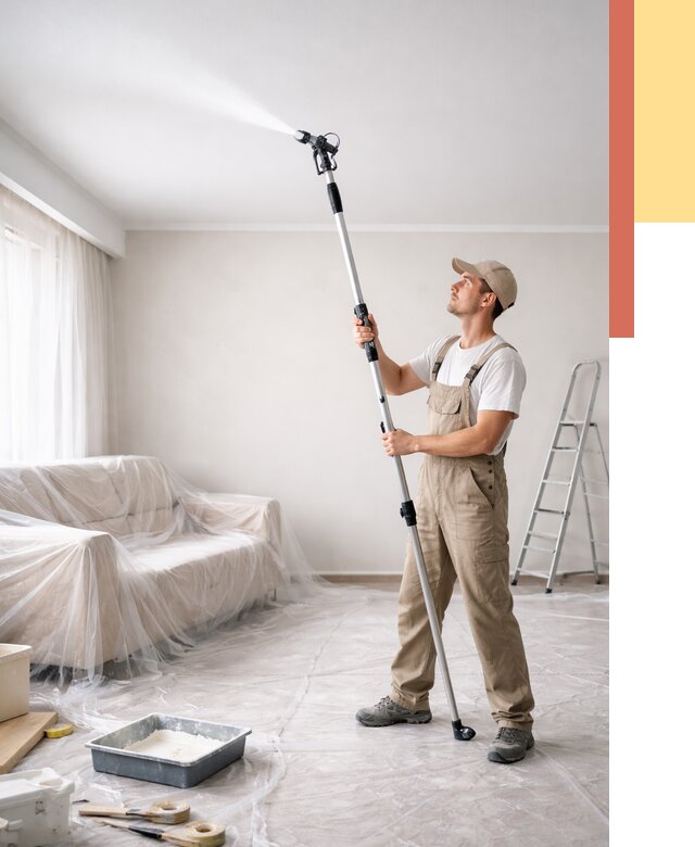 Покраска потолка краскопультом в Снежинске от 4676 руб. быстро и недорого | ОТДЕЛОЧНИК-Снж