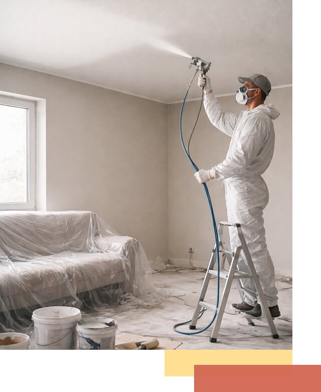 Покраска потолка краскопультом в Снежинске быстро и качественно